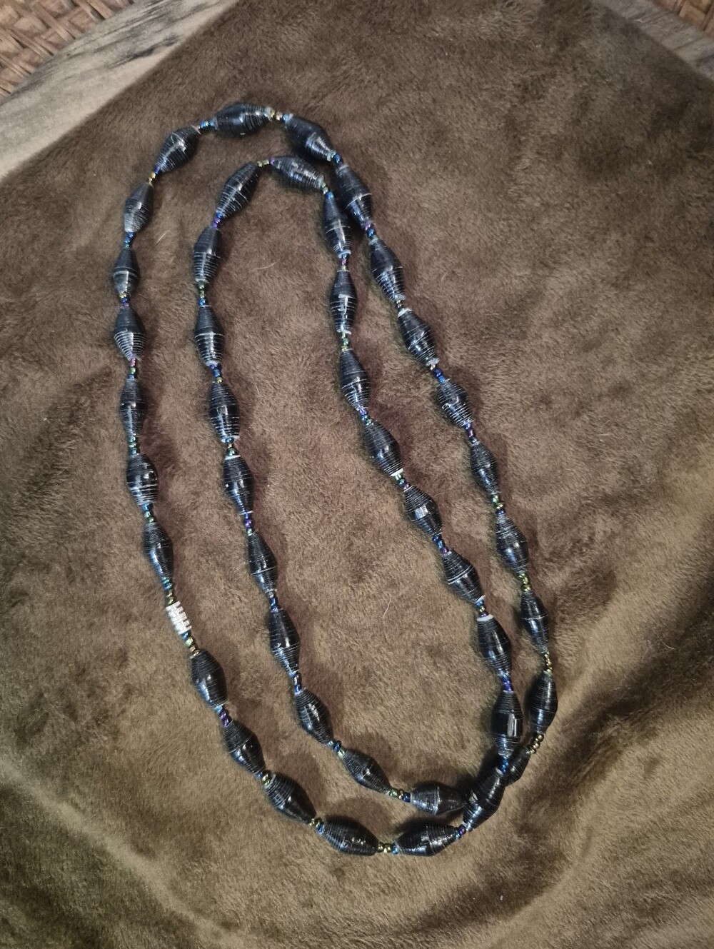 Vintage Black African Papet Beads Long Necklace - Classic Everyday Style